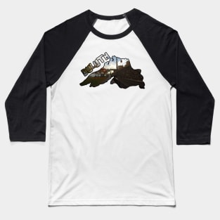 Lake Superior Outline (Duluth's Lakewalk in Fall) Baseball T-Shirt